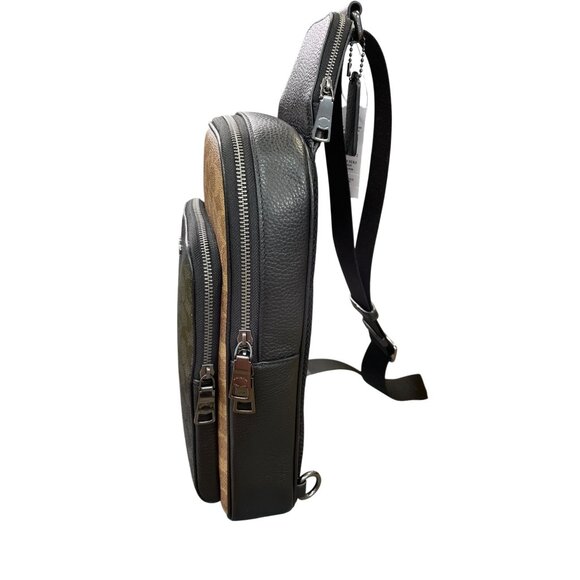 Coach Mens Signature brown black Canvas Leather Sling Pack Bag SKU 9121 - Picture 5 of 16